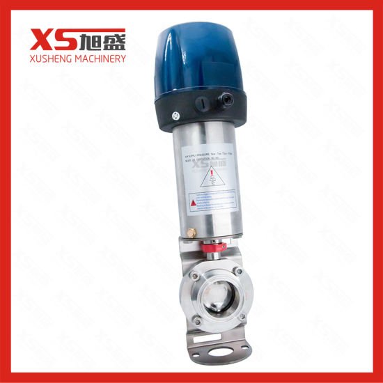 Válvula Borboleta Pneumática Higiênica Sanitária de Aço Inoxidável com Cabeça Inteligente