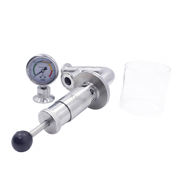 Válvulas de exaustão de alívio de cerveja sanitárias 304 316L com medidor de pressão de diafragma